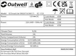 Outwell Ecocool Lite Elektrische Koelbox - 24 Liter - Donkerblauw -Uitrusting Voor Buiten 1068 1900 ecocool blauw 4